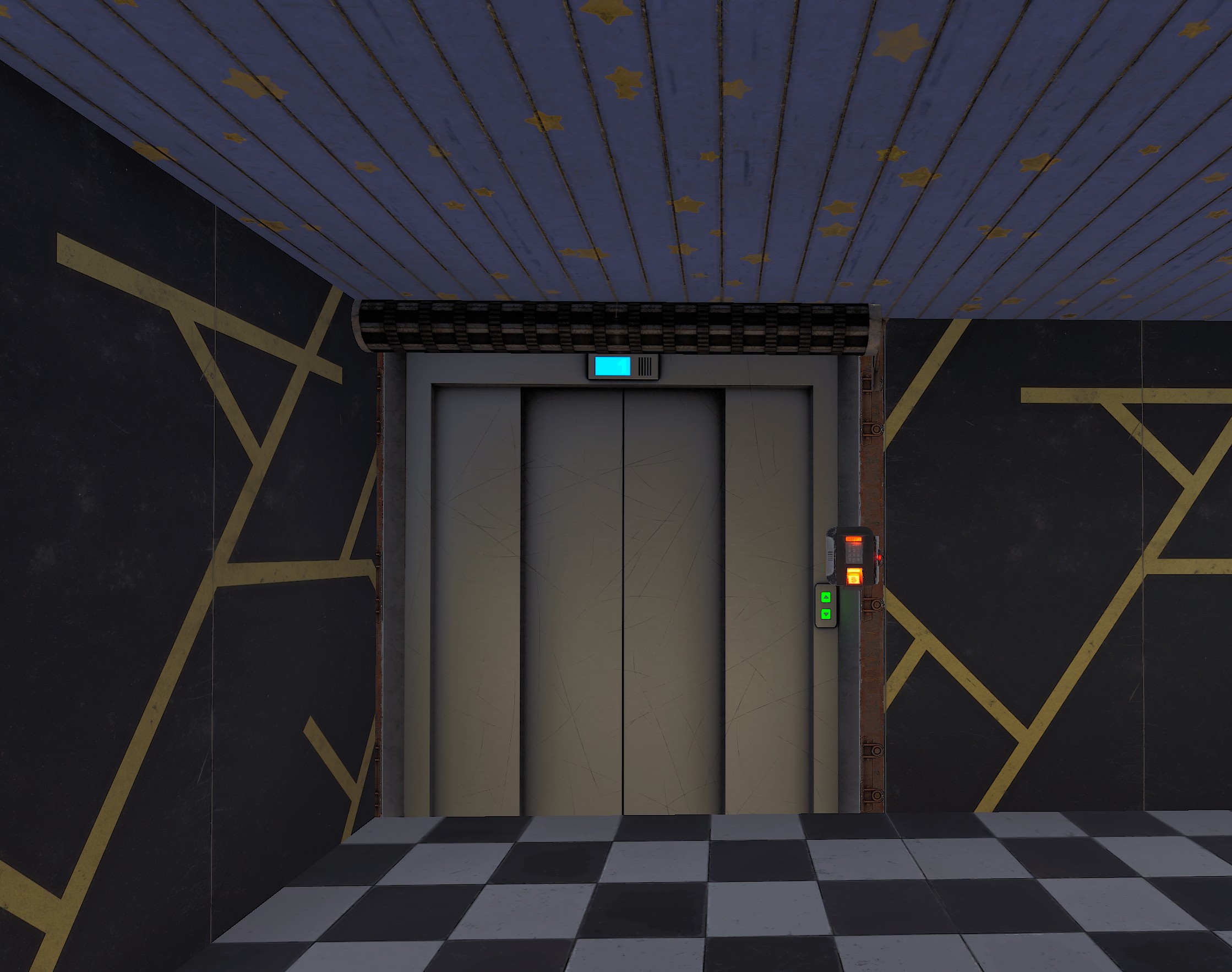 UpLiftEd elevator cabin in a Rust base